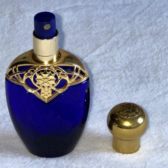 Avon Mesmerize Cobalt Blue Perfume filigree Bottle 1.7 fl oz 1995 empty - Picture 3 of 5